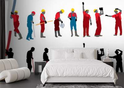 construction workers Wall mural