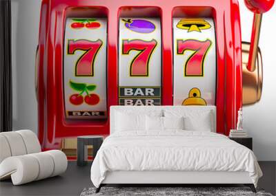 Front view red Lottery, Casino Lottery, Slot, Machine on a white background. Wall mural