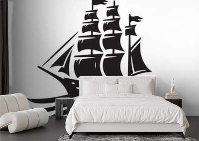 ship on the sea Wall mural