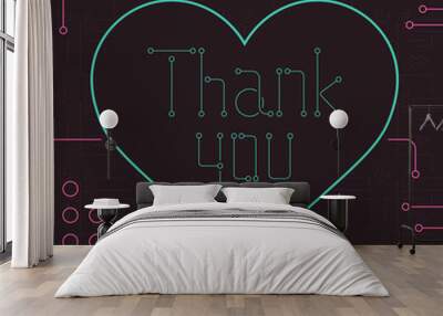 Thank You Techno Line Art Bakcground. Wall mural