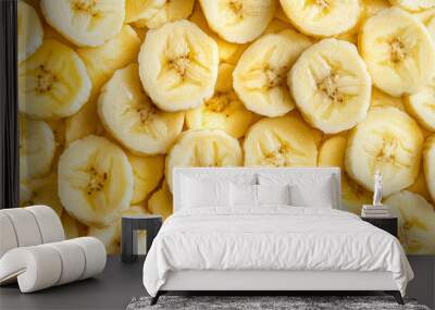 Fresh Sliced Banana Background, Tropical Fruit Close-up Wall mural