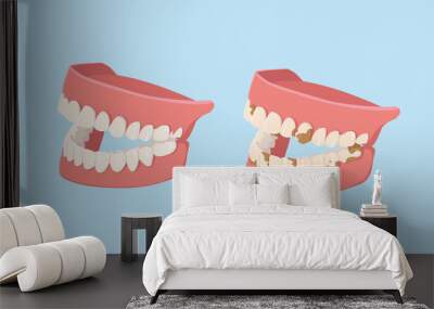 human jaws isolated on white background. clean and dirty teeth. dental model of human jaws. healthy  Wall mural