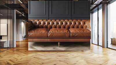 Brown leather sofa in contemporary interior Wall mural