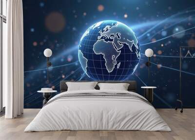 Futuristic abstract internet connection network globe background with motion effects Wall mural