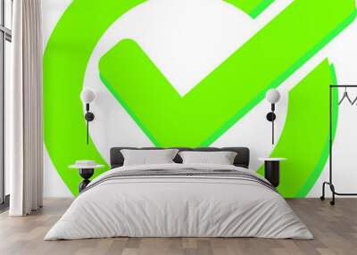 OK sign or check mark in green. vector Wall mural