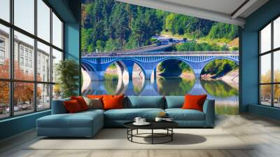 Viaduct of Poiana Largului and Bicaz lake Wall mural