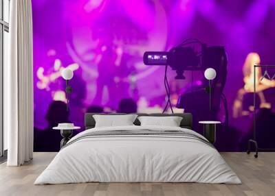 video camera recording concert show at night Wall mural