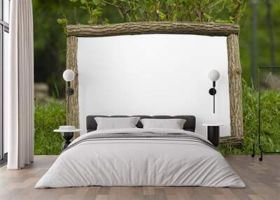 wooden frame with white space in nature Wall mural