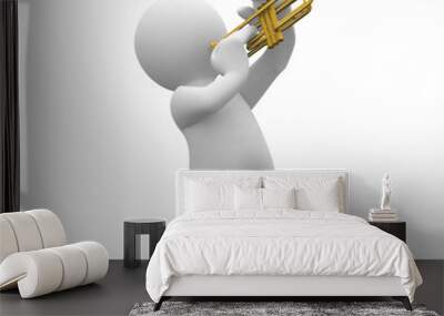 3d human plays with his trumpet Wall mural