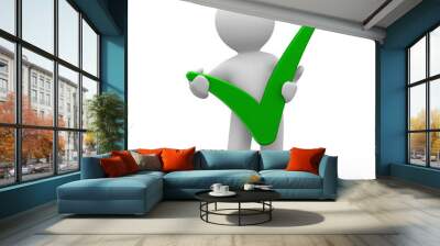 3d human with big positive symbol in hands Wall mural