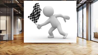 3d human with checkered flag at motion Wall mural