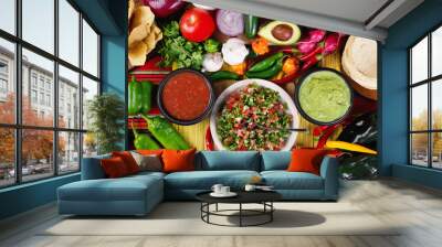 Traditional mexican salsas Wall mural