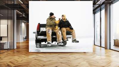 Two Men Having a Beer On Truck Wall mural