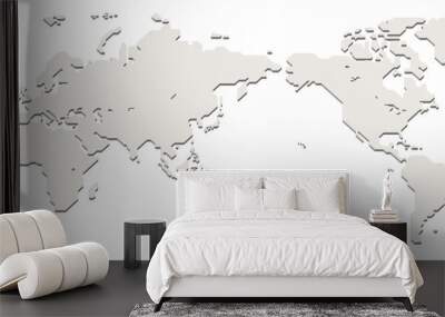 World map without shadows (simplified outline world map) Wall mural