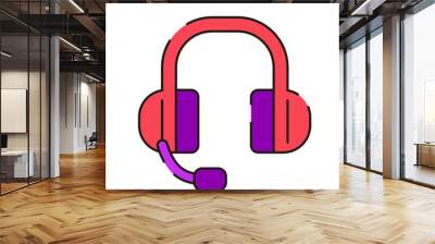 E-commerce and shopping web icon in line style. Headphone headset icon in flat style. Wall mural