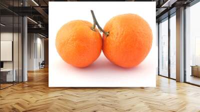 Two ripe orange mandarine isolated on white background. Wall mural