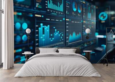 Modern data analytics dashboard, finance monitoring and technology. Wall mural