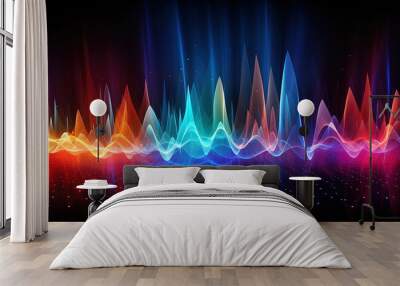 Abstract representation of sound waves illustrating the impact of audio-based media Wall mural