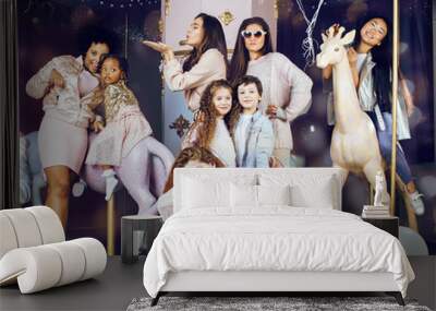 Lifestyle and people concept: young pretty diversity nations wom Wall mural