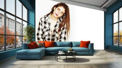 real caucasian woman with dreadlocks hairstyle funny cheerful fa Wall mural