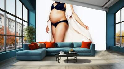 young pretty african american woman pregnant happy smiling, posi Wall mural