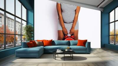 young pretty african american woman pregnant happy smiling, posi Wall mural