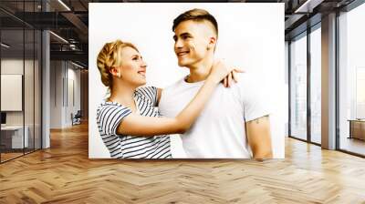 young pretty teenage couple, hipster guy with his girlfriend hap Wall mural