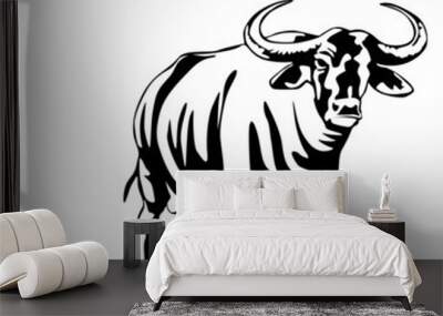 black and white indian bull vector illustration Wall mural