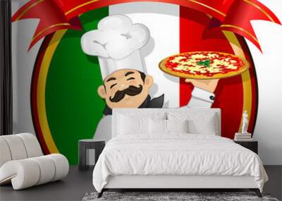 Chef pizza vector Wall mural