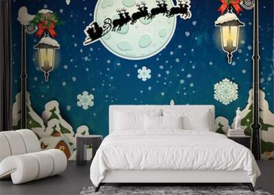 Country rural at Christmas Wall mural