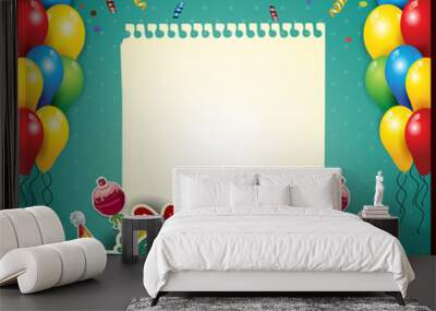 Happy birthday with a sheet of paper Wall mural