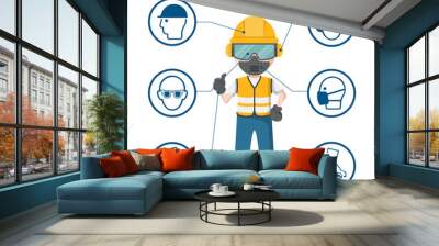 Person design with your personal protection equipment and industrial safety icons Wall mural