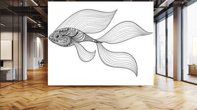 Zentangle stylized Gold Fish. Hand Drawn patterned vector illust Wall mural