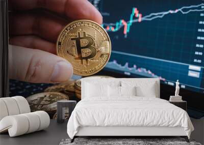 Bitcoin Investment and Cryptocurrency Trading Concept Wall mural