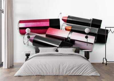 Lipsticks on a white background Wall mural