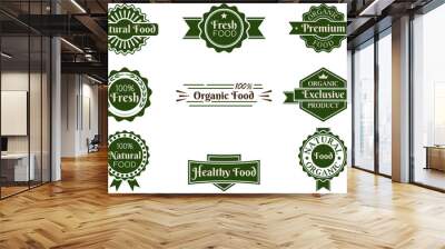 organic and healthy food badges vector in classic style, easy to modify Wall mural