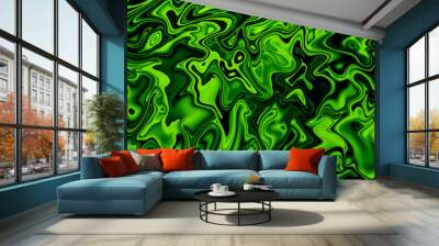 Abstract liquid green slime poison ripple wave motion illustration as wallpaper and background	 Wall mural