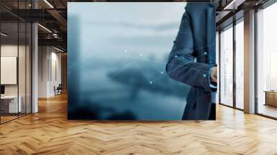 .achievement and business goal success concept, winner and success of business, businessman holding  Wall mural