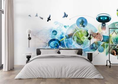 Business cooperation in net zero carbon transformation, Low carbon economy, Decarbonization and emissions, Energy sustainable, Reduce CO2 emission, Green technology, Green finance and carbon tax. Wall mural