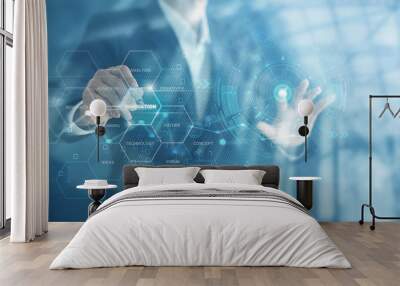 Businessman touch word innovation on interface virtual screen, innovation and technology business concept. Wall mural