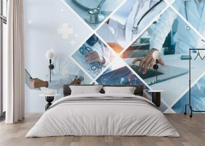 healthcare and medical doctor working in hospital with professional team in physician, nursing assis Wall mural