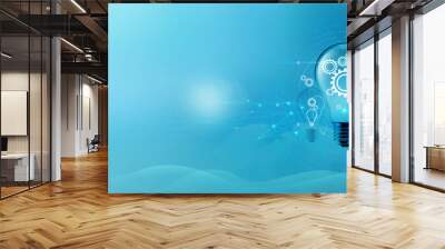 Innovation and new idea, Light bulbs with gear for  New ideas of technology and business, Development of creativity on global networking. inspiration and new ideas. Wall mural