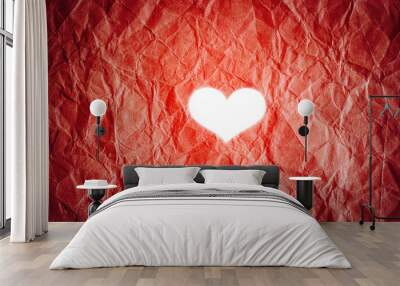 white heart shape on vibrant paper background Wall mural