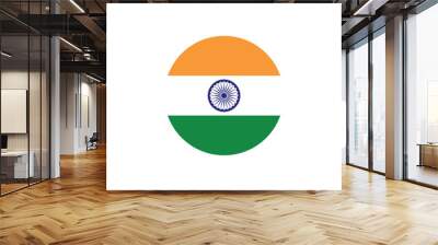 India flag icon set. Indian national flag logo. Circle country emblem in png  flat style. Wall mural