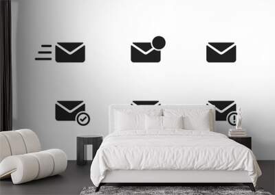 Send mail set. Massege black symbol. Email sign in vector flat Wall mural