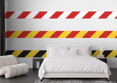 Vector isolated danger tape in simple flat. Yellow and black line. Wall mural