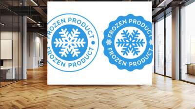 Frozen product vector food package label. Fresh frozen product, snowflake icon Wall mural