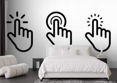 Pointer cursor сomputer mouse icon. Clicking cursor, pointing hand clicks icons. Click cursor. Vector Illustration. Wall mural