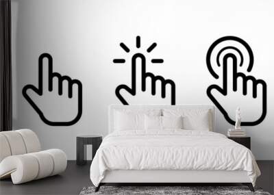 Pointer cursor сomputer mouse icon. Clicking cursor, pointing hand clicks icons. Click cursor. Vector Illustration. Wall mural