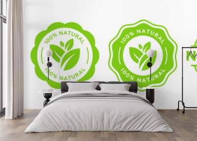 Set of eco friendly icons. Ecologic food stamps. Organic natural food labels. Wall mural